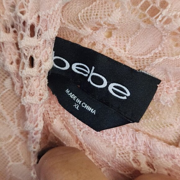 Bebe Unique Pink Lace Over Top Fairycore Barbiecore Bohemian Size XL - Picture 5 of 5